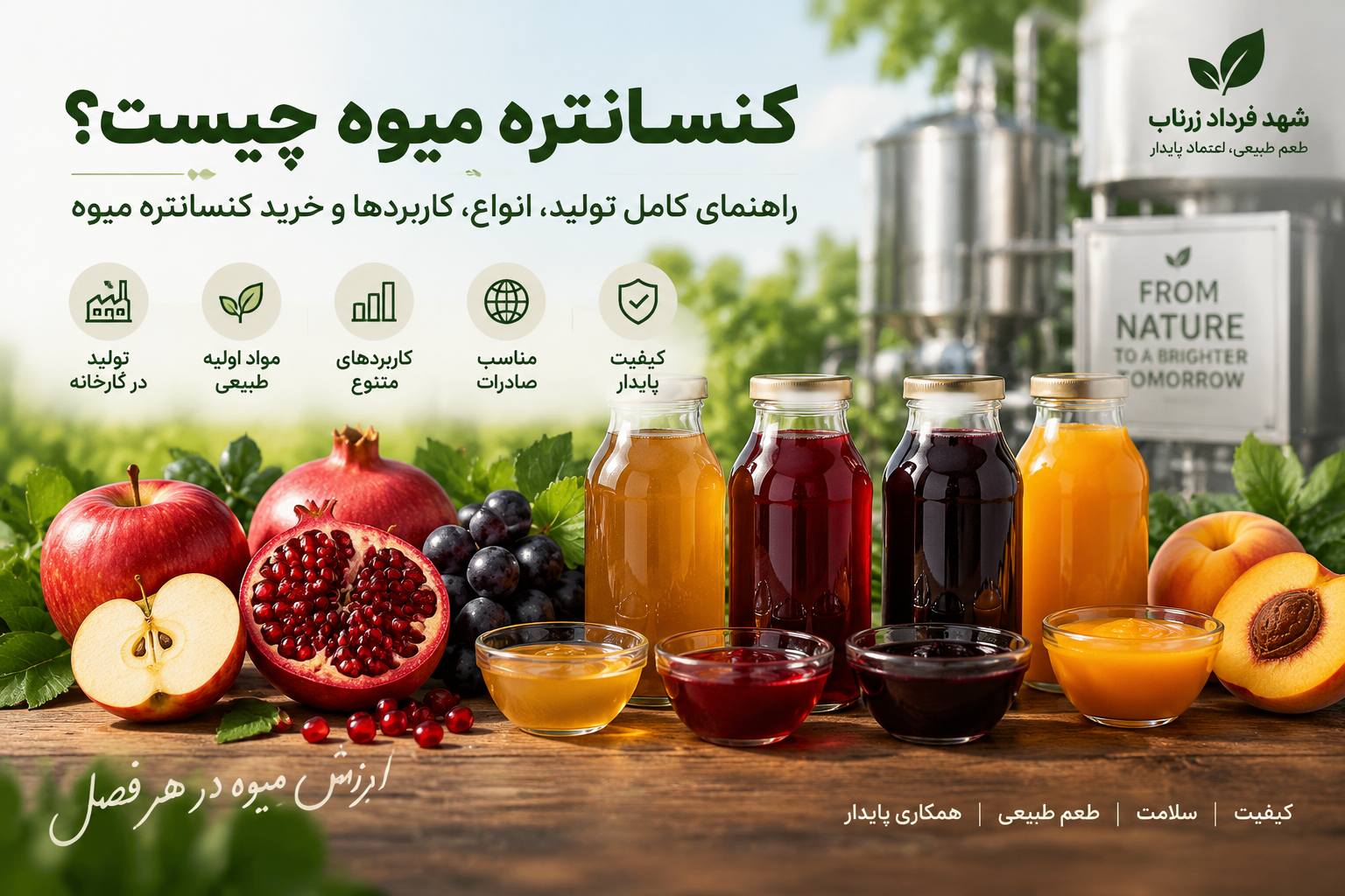 کنسانتره میوه چیست؟ راهنمای کامل تولید، انواع، کاربردها و خرید کنسانتره میوه